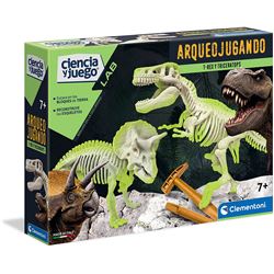 Arqueojugando t-rex y triceratops fluoresc