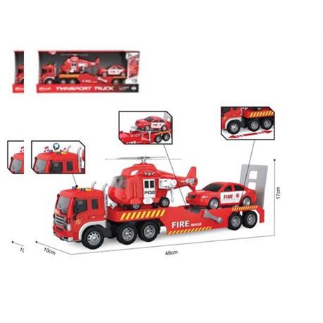 Camion con vehiculo y helicoptero luz y sonido - 80211691