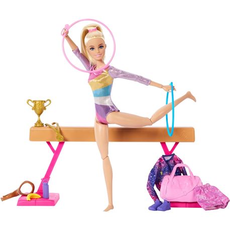 Barbie tu puedes ser gimnasta rubia con set de juo - 24517589