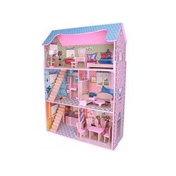 Casa de muñecas de madera con muebles - 90800745